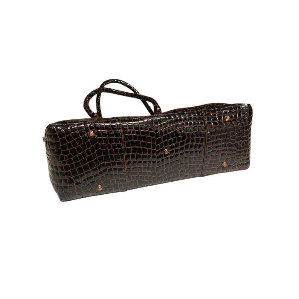 La Gioe di Toscana Sharon Gioe Burgundy Reptile Leather Dome Satchel Bag - Picture 11 of 16